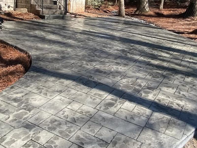 Stamped walk along the house