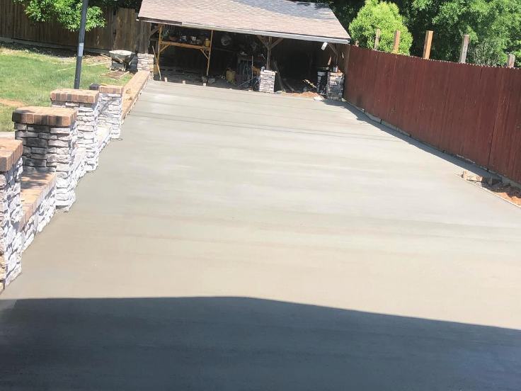 Driveway with basketball pad