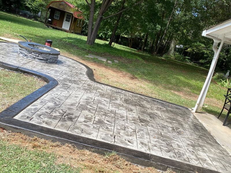 Stamped patio with fire pit