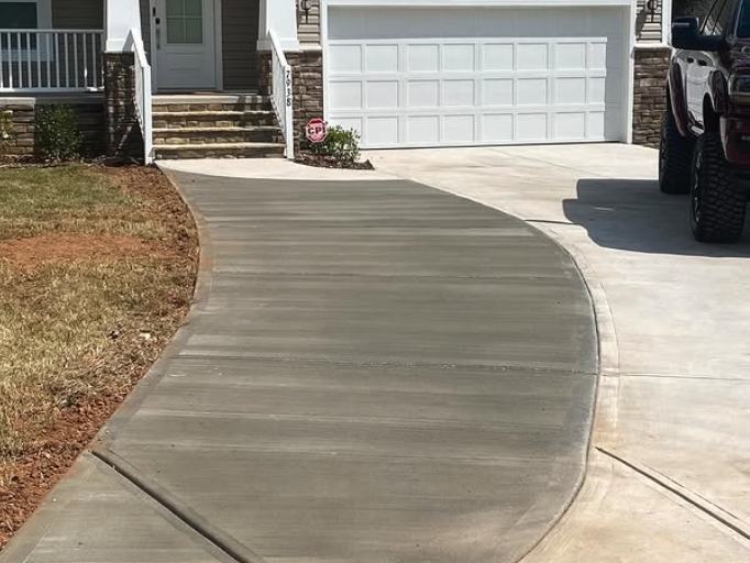 Curved driveway and walk